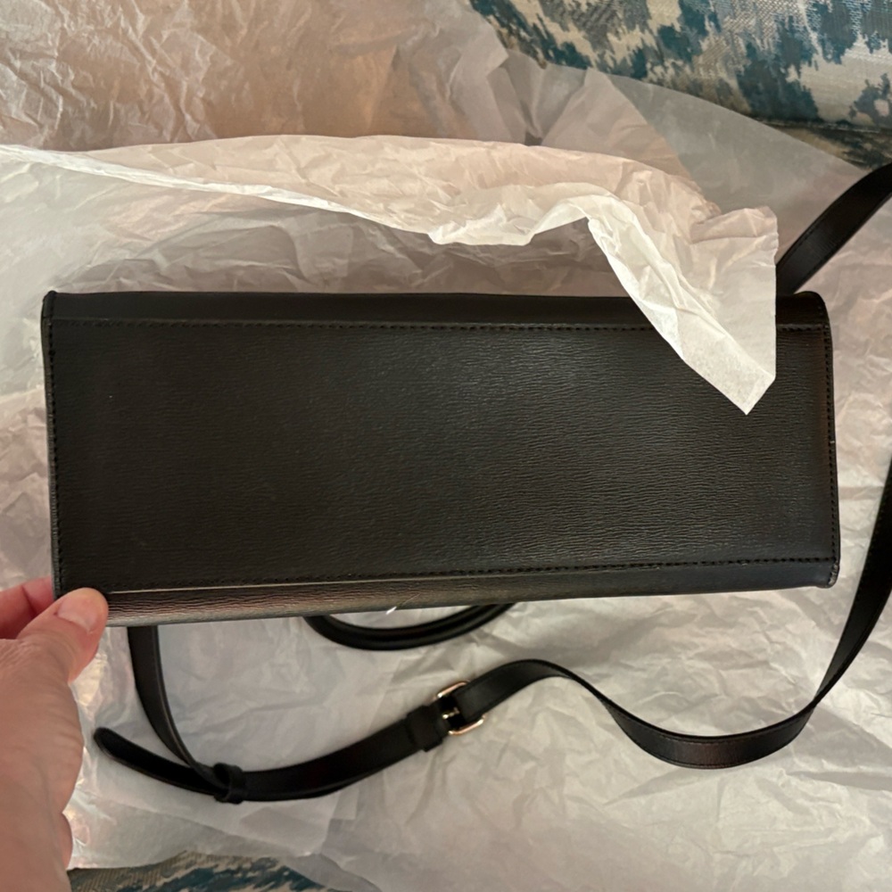 DKNY Black Ava Satchel Bag with Gold Accents - Picture 6 of 7